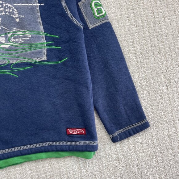 VTG Y2K 2004 Mattel Hot Wheels Kids Boys Sz 6 Hoodie Jacket Blue / Green Flames - Picture 4 of 14